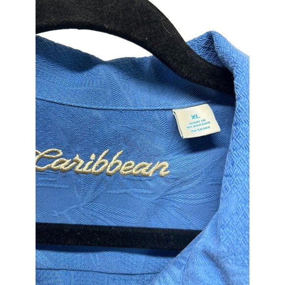 Caribbean‎ Men's Blue Button-Up Short Sleeve Shirt Size XL Bamboo Print Modal - Picture 4 of 5